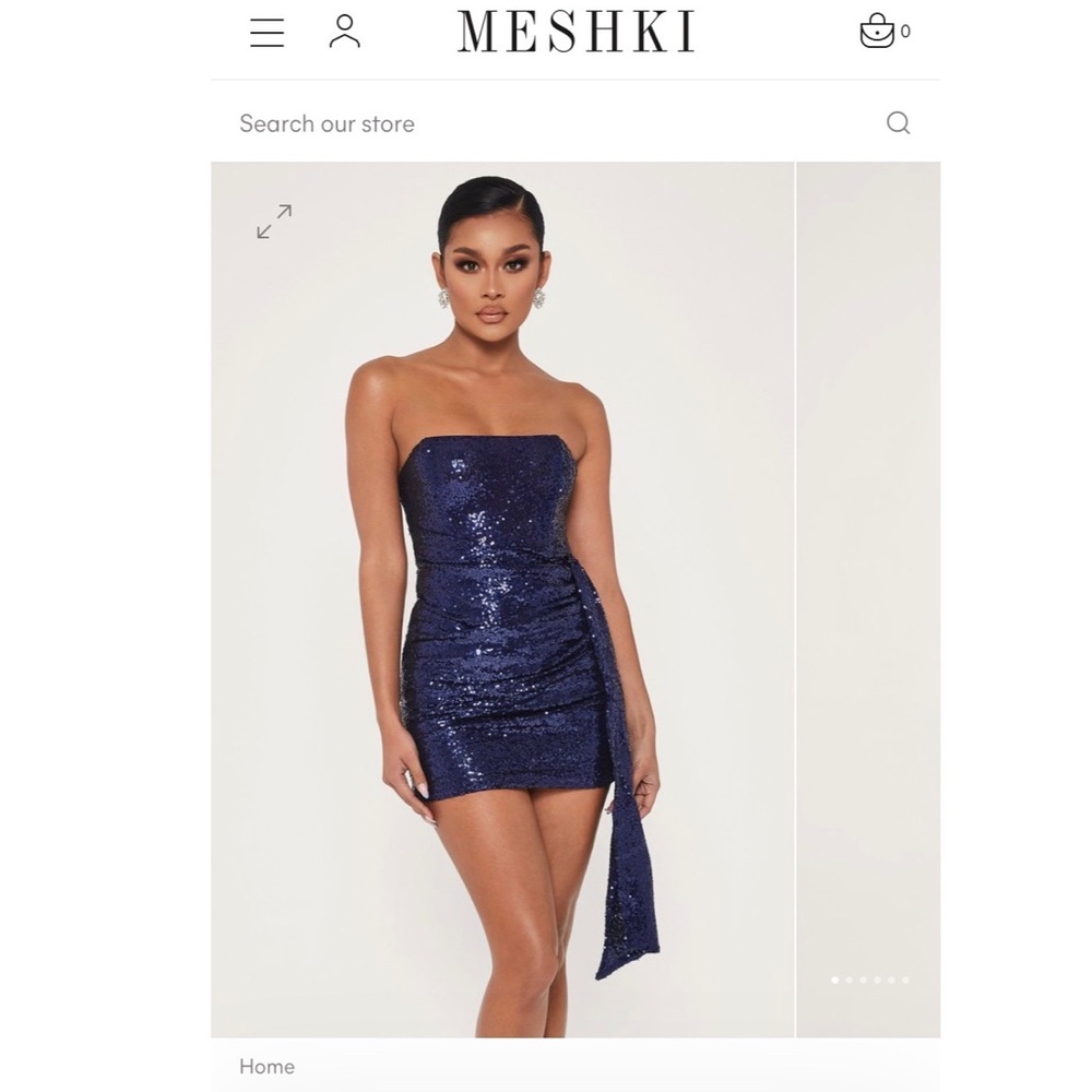 BNWT Meshki navy sequinned Selma mini dress